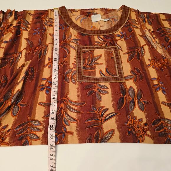 KAKTUS Y2K Boho Patchwork Midi Dress Plus Size 2X Side Slit Earth Tone Ethnic - Picture 9 of 9